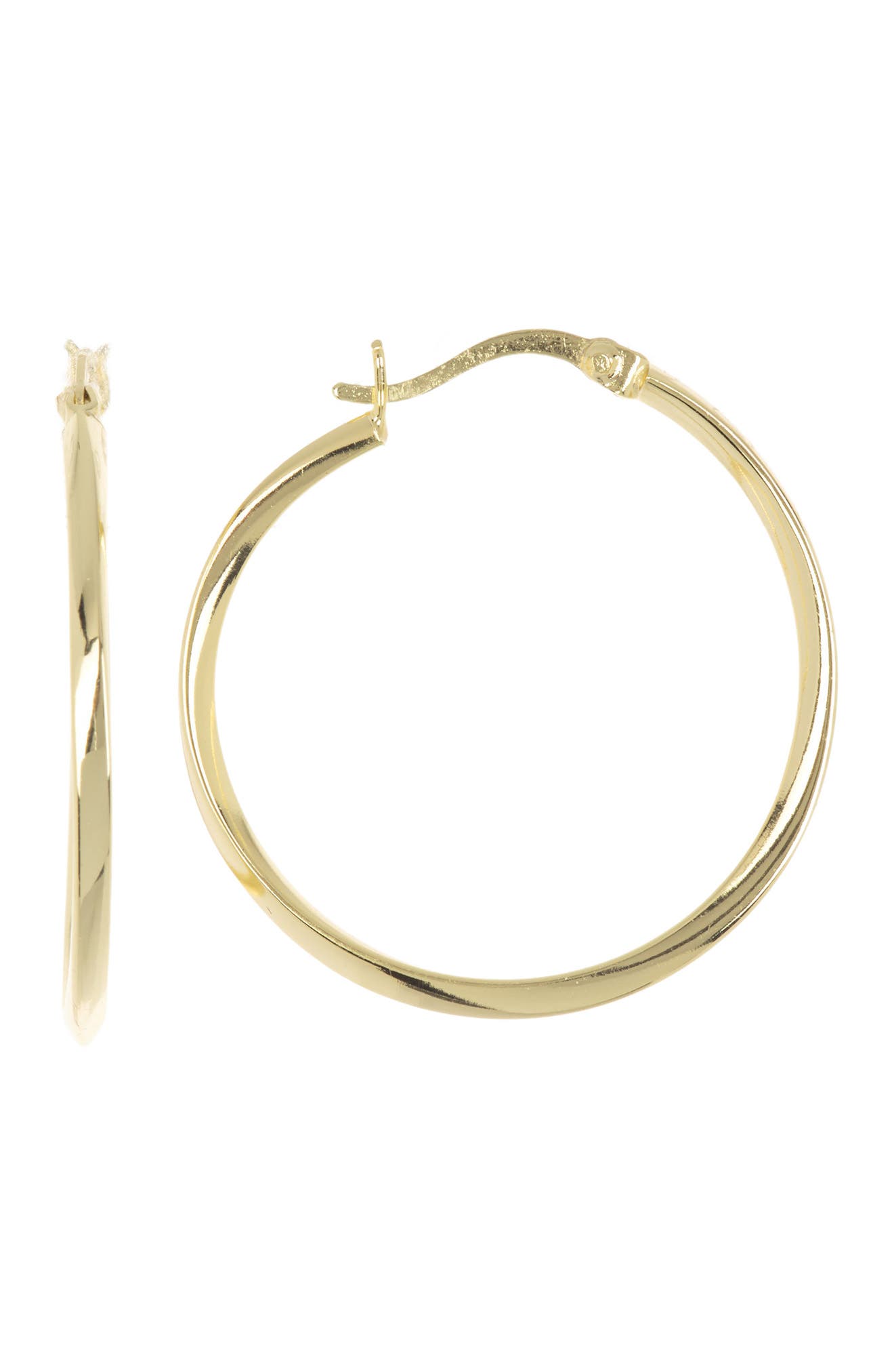 Argento Vivo Flat Edge Clip Top Hoop Earrings In Gold