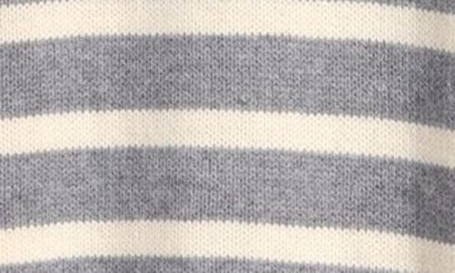 Shop Lucky Brand Cotton Blend Turtleneck Sweater In Medium Heather Grey Stripe