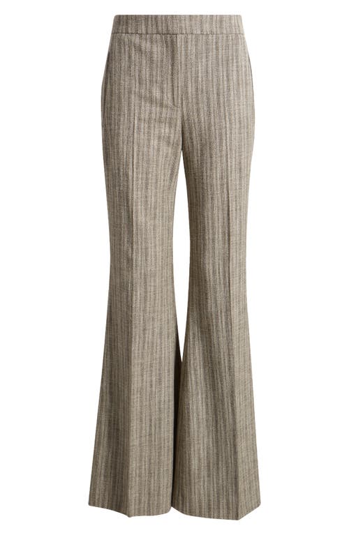 Shop Hugo Boss Boss Talia Flare Pants In Melange Shadow Stripe