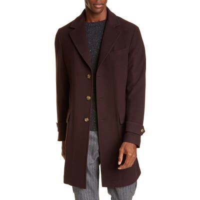 Eleventy Merino Wool & Cashmere Topcoat, US / 4 R - Burgundy