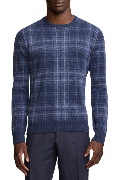 Ralph Lauren Purple Label Plaid Cashmere Crewneck Sweater Crown Blue Melange at Nordstrom,