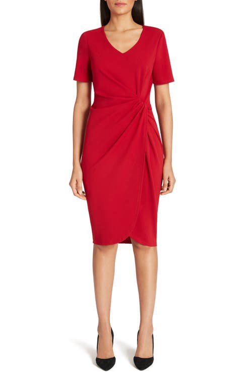 Tahari Asymmetrical Knot Sheath Dress in Garnet Red at Nordstrom, Size 10