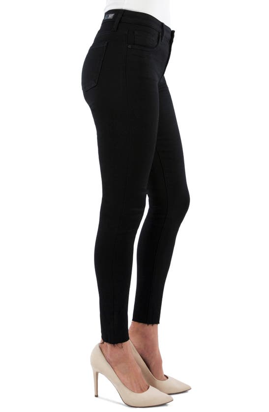 Kut From The Kloth Donna High Waist Fray Hem Ankle Skinny Jeans In Black