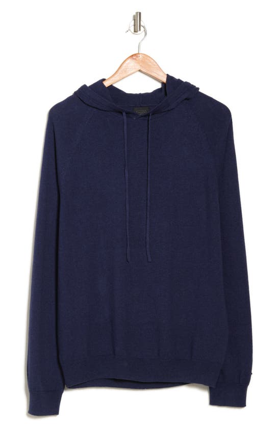 14th & Union 14th And Union Cotton Cashmere Trim Fit Sweater Hoodie In Blue Bluing