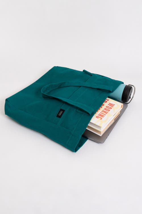 Terra Thread Organic Cotton Canvas Work Tote Bag In Deep Sea Teal