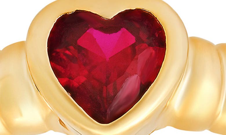 Queen Jewels Bezel Set Heart Ring In Gold/ruby