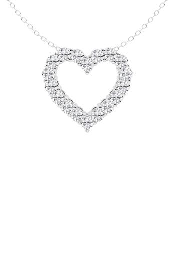 Badgley Mischka Collection 14k White Gold Near Colorless Lab Grown Heart Diamond Necklace In 1.5 Ctw White Gold