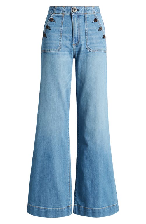 Shop Askk Ny Brick House Wide Leg Sailor Jeans In Harbour