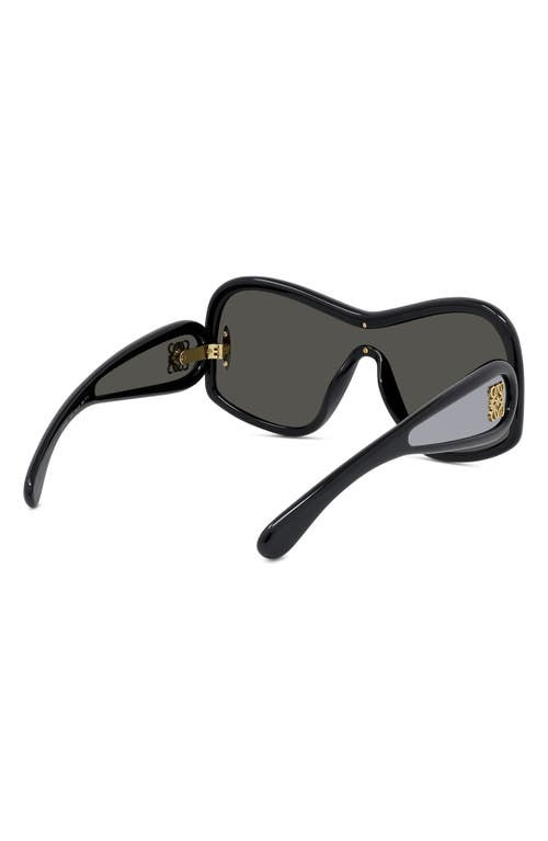 Shop Loewe Anagram 144mm Mirrored Mask Sunglasses In Shiny Black/smoke Mirror