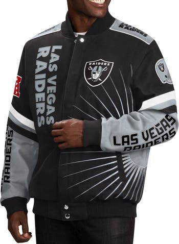 Men's G-III Sports by Carl Banks Black Las Vegas Raiders Extreme Redzone Full-Snap Varsity Jacket Size: Medium