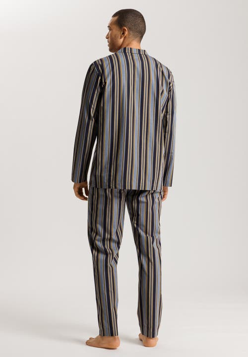 Hanro Night And Day Notch Collar Cotton Pajama Set In Ocean Stripe