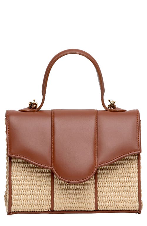 Meli Raffia & Leather Top Handle Bag in Natural/Ginger