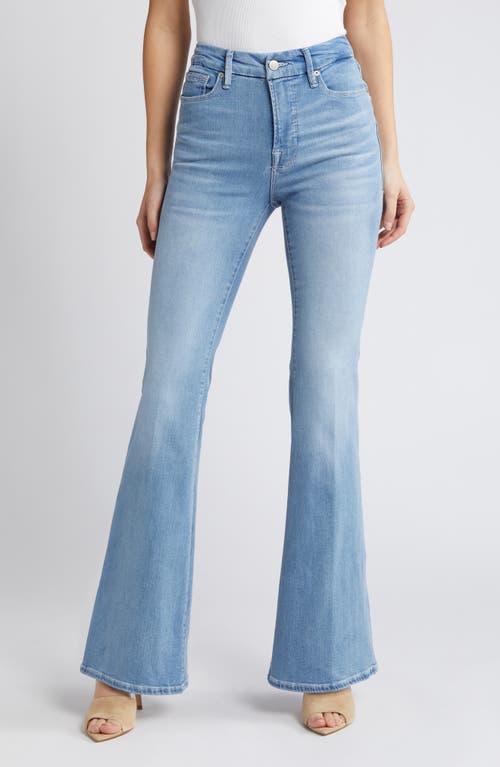 Good American Legs Split Back Pocket Flare Jeans Indigo578 at