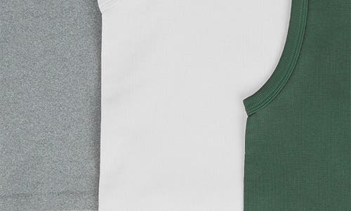 Shop 90 Degree By Reflex 3-pack Seamless Tank Tops In Dark Forest/white/htr. Grey