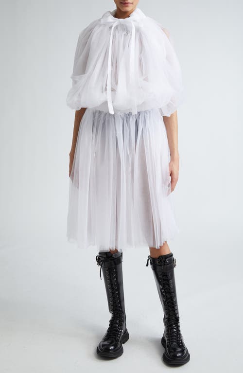Noir Kei Ninomiya Gathered Drop Waist Sleeveless Tulle Dress in White at Nordstrom, Size Small