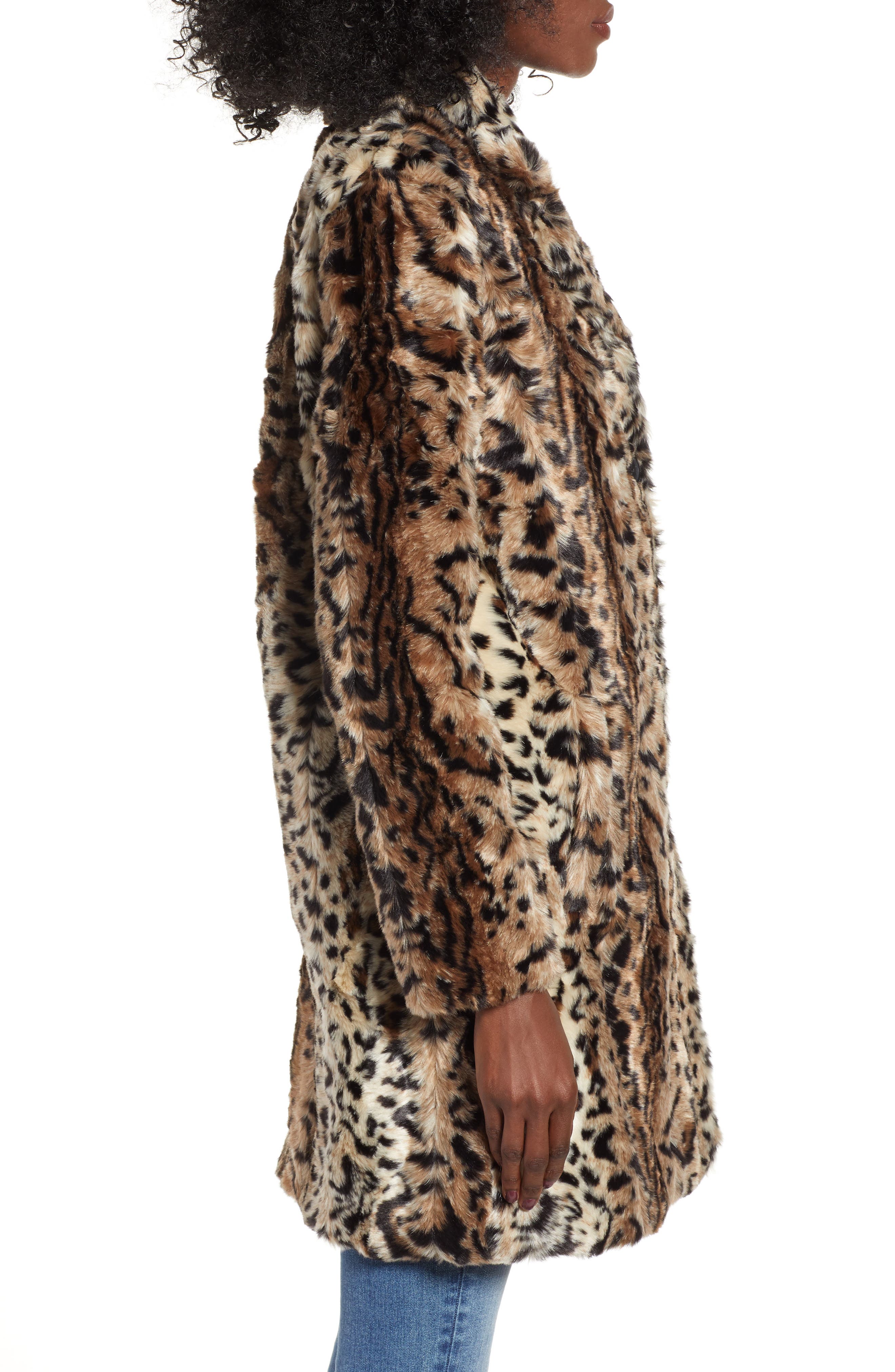 bb dakota bradshaw leopard faux fur coat