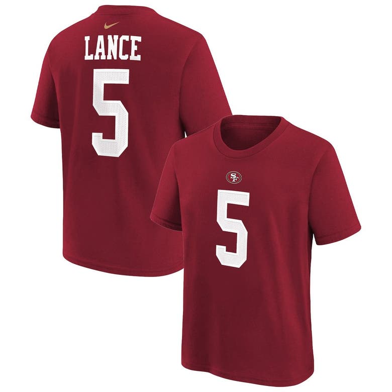 Nike Kids' Youth  Trey Lance Scarlet San Francisco 49ers Team Player Name & Number T-shirt