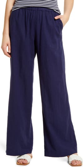 Caslon® Wide Leg Pull-On Linen Blend Pants | Nordstrom