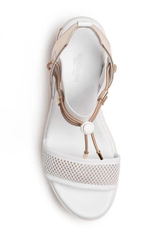 Shop Nerogiardini Bungee Platform Wedge Sandal In White/gold