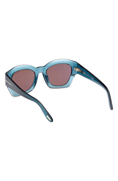 Shop Tom Ford Guilliana 52mm Geometric Sunglasses In Shiny Aqua/roviex Mirror