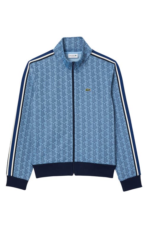 Shop Lacoste Logo Monogram Stripe Track Jacket In Rill/globe