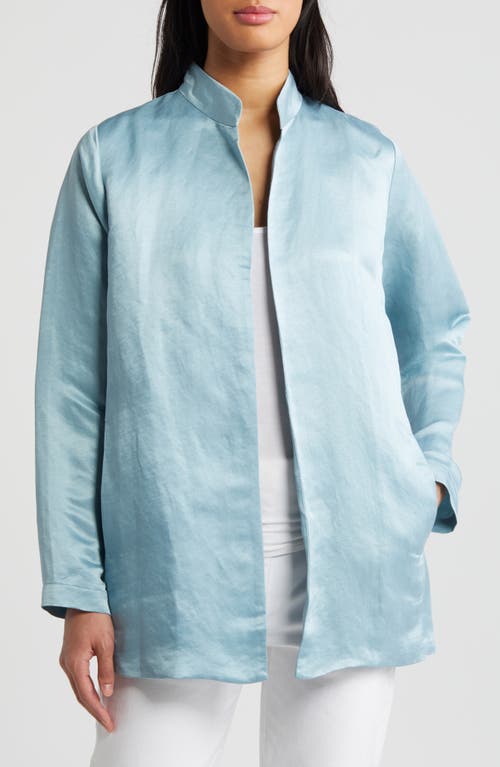 Eileen Fisher Stand Collar Organic Linen & Silk Jacket Seafoam at Nordstrom,