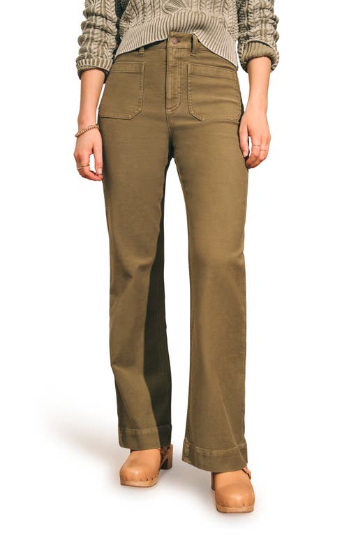 Stretch Terry Wide Leg Pants in Military Olive