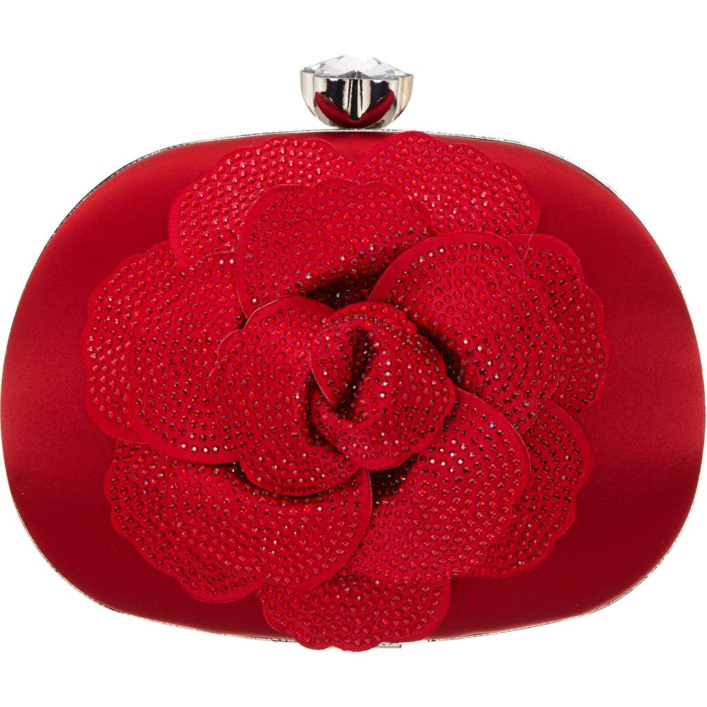 Nina Flores Frame Clutch In Red Rouge