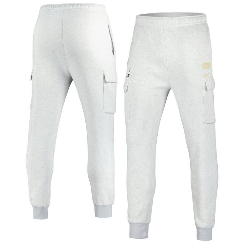 Nike Heather Gray Purdue Boilermakers Club Cargo Jogger Pants In White