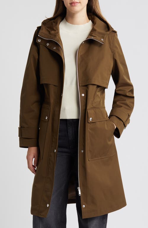 Sam Edelman Hooded Trench Coat In Botanic Green