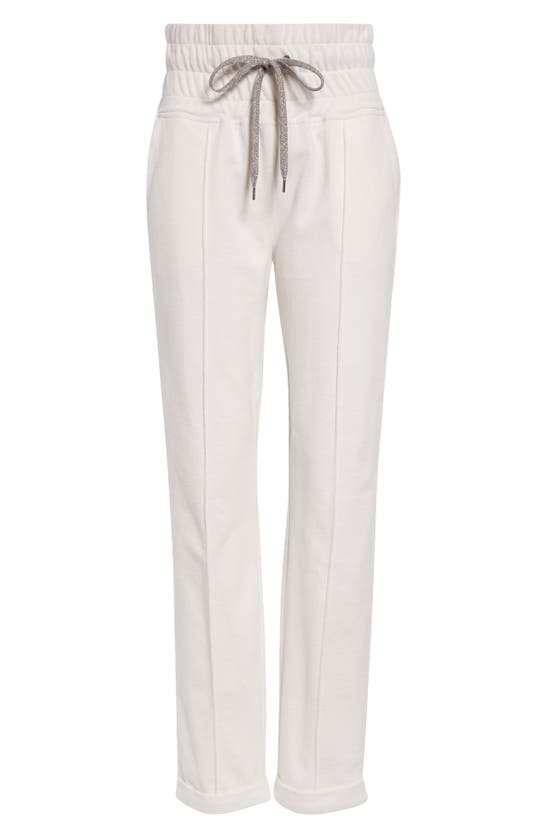 Shop Eleventy Cotton Knit Joggers In Ivory