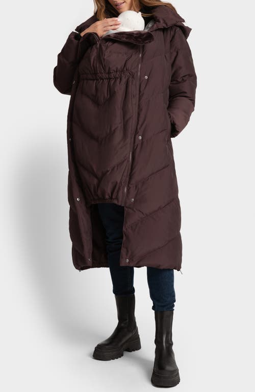 Shop Seraphine Water Resistant Chevron Quilted Maternity Coat In Chocolate