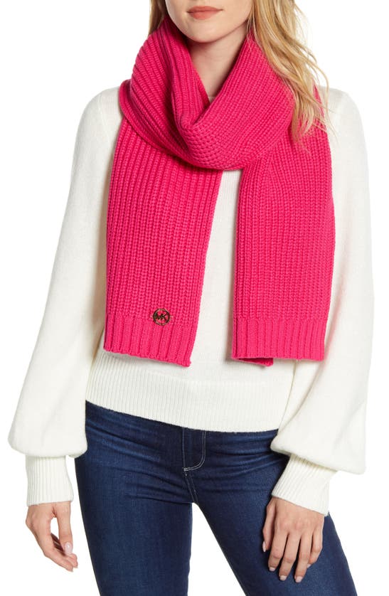 Michael Michael Kors Shaker Knit Scarf In Electric Pink