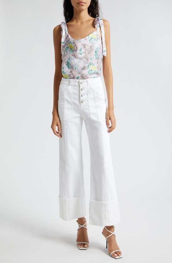 Cinq À Sept Women's Benji Twill Cotton-blend Cuffed Flare Pants In White