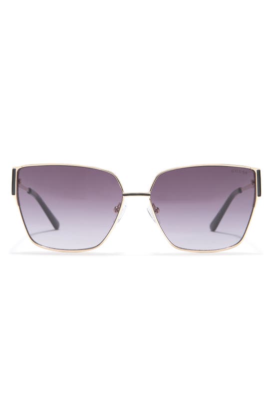 Guess 60mm Oversize Cat Eye Sunglasses In Gold / Gradient Smoke