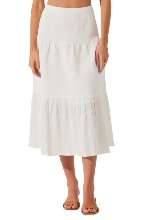 ASTR the Label Tiered Linen & Cotton Midi Skirt White at Nordstrom,