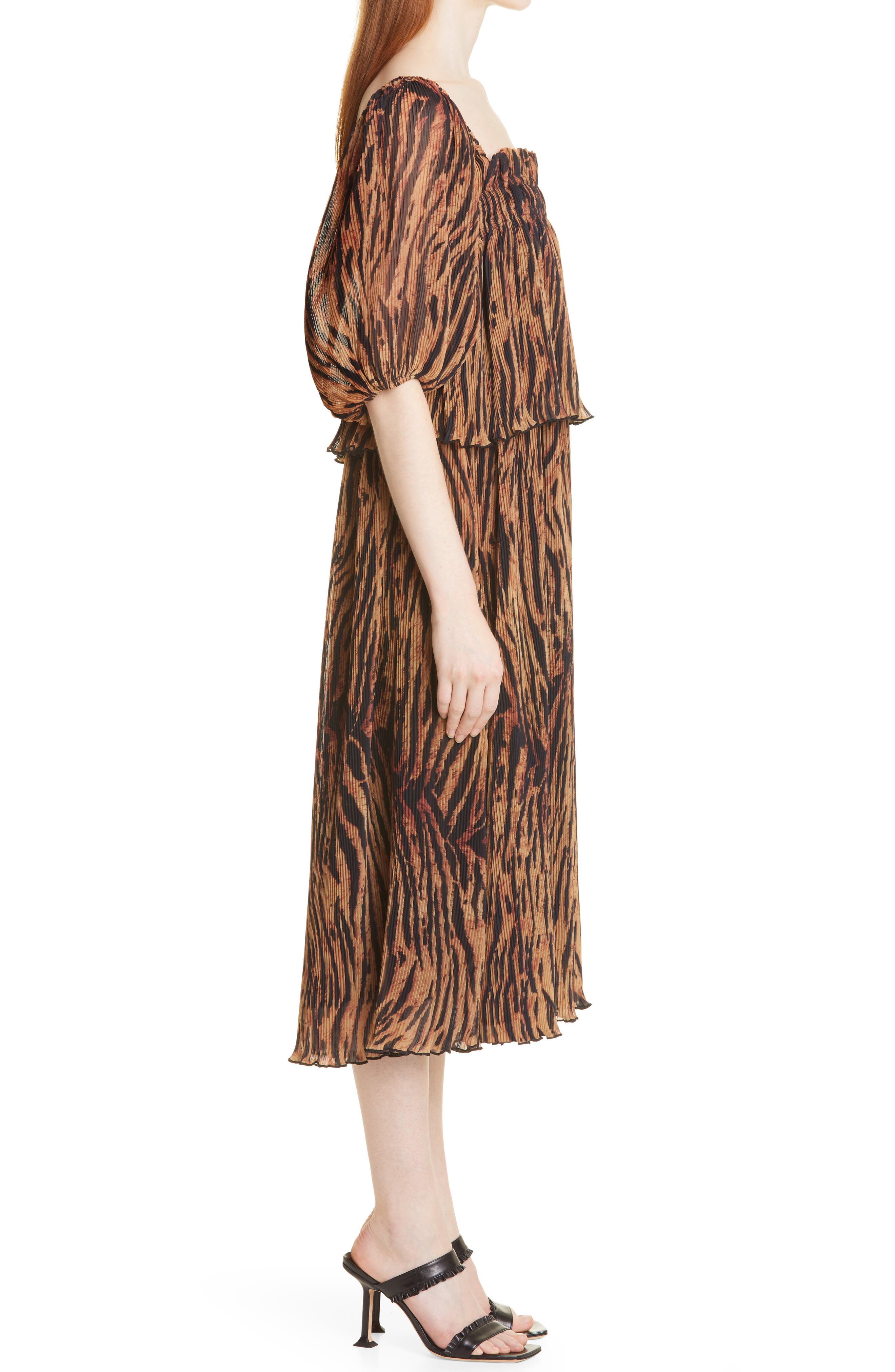 Ganni Tiger Stripe Pleated Georgette 