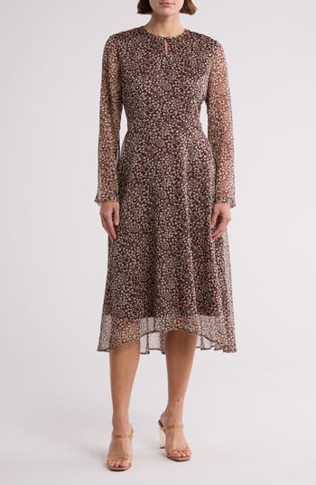 Area Stars Circle Print Midi Dress In Brown