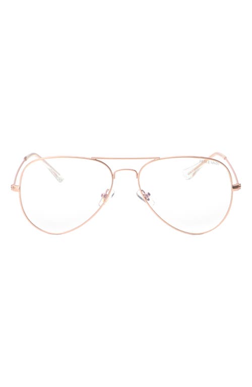 Shop Fifth & Ninth Charlie 53mm Aviator Blue Light Blocking Glasses In Rose Gold