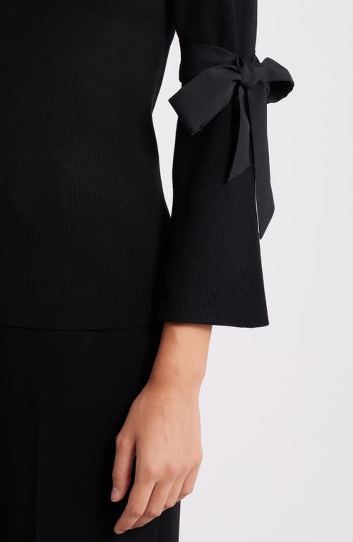 Shop Anne Klein Tie Sleeve Sweater In Anne Black