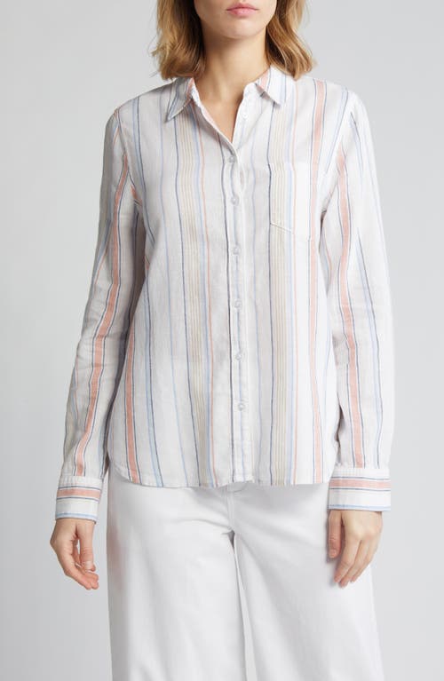 caslon(r) Linen Blend Button-Up Shirt Stripe at Nordstrom,