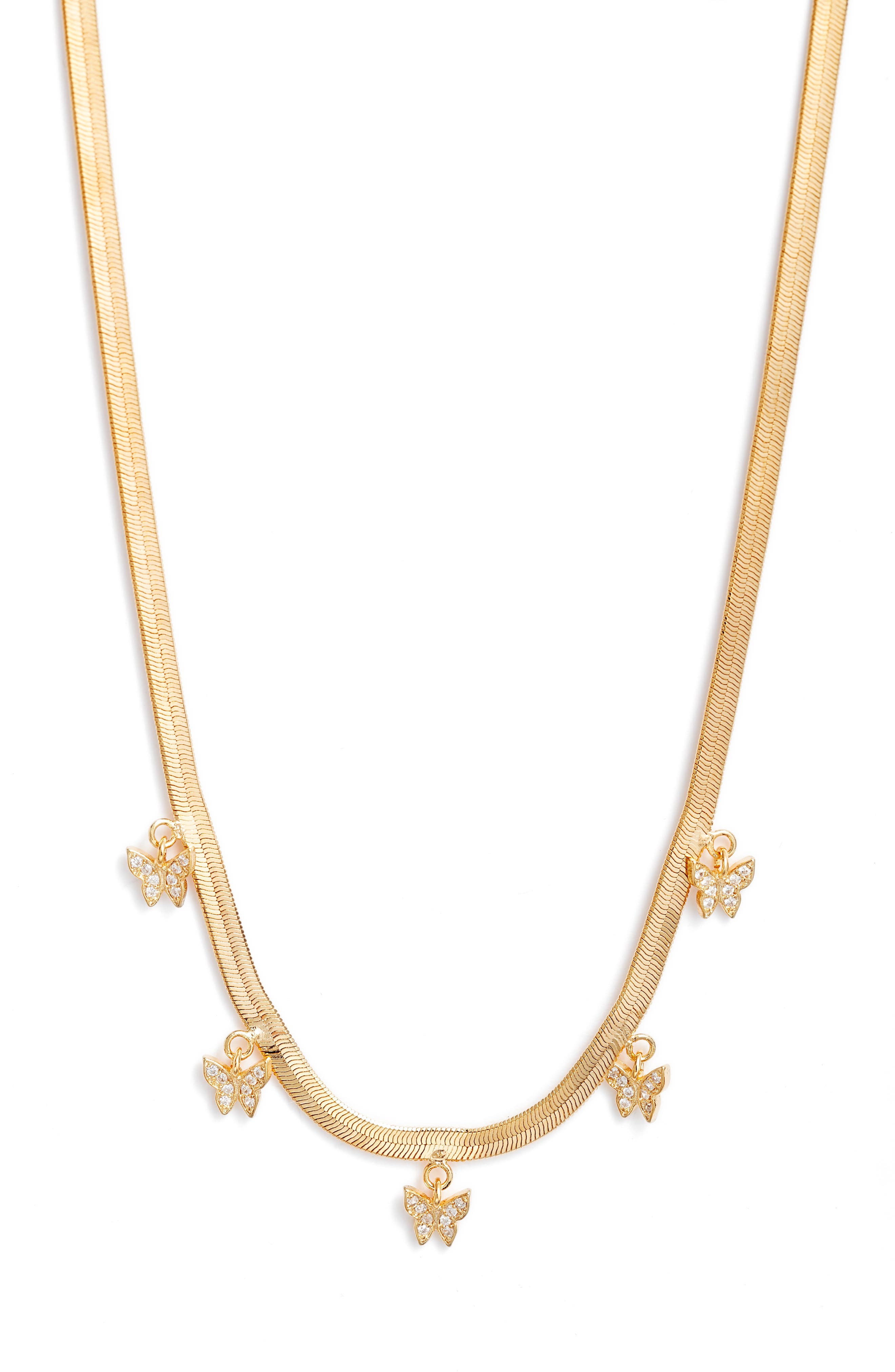 Bracha Free Spirit Cubic Zirconia Herringbone Necklace in Gold at Nordstrom