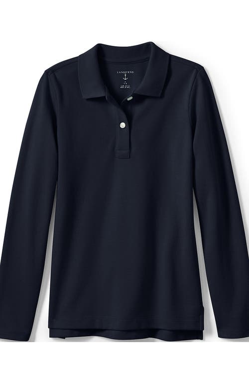 Shop Lands' End School Uniform Girls Long Sleeve Feminine Fit Mesh Polo Shirt In Classic Navy