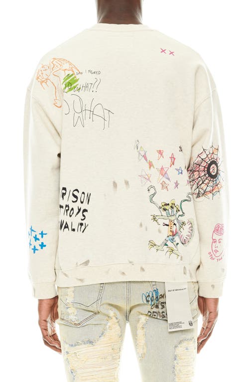 Shop Cult Of Individuality Scribbled Graphic Sweatshirt In Vintage Winter Cream