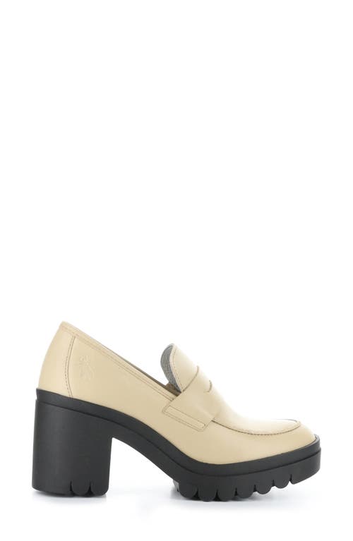 Shop Fly London Toky Platform Penny Loafer In Cream Dublin