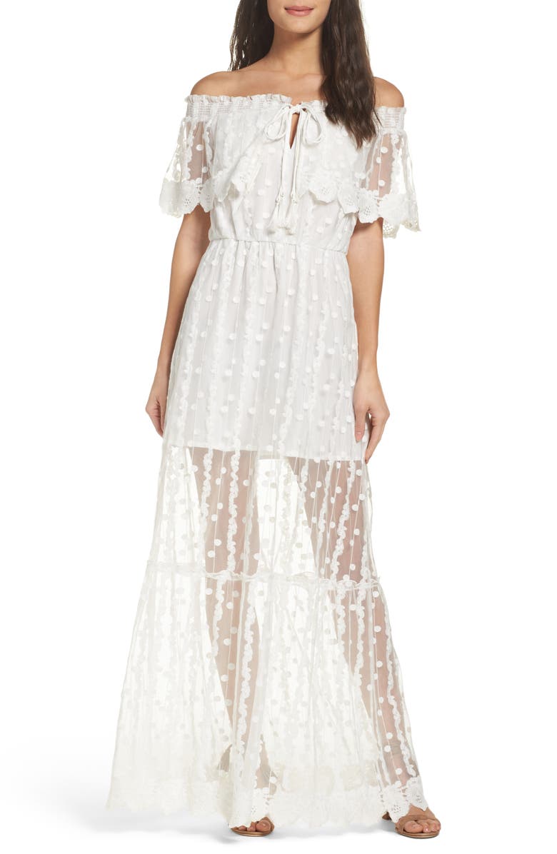 Adelyn Rae Josephine Off the Shoulder Lace Maxi Dress | Nordstrom