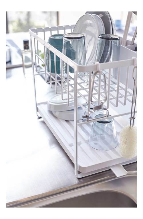 Yamazaki Tower 2 Level Dish Drainer Rack In White