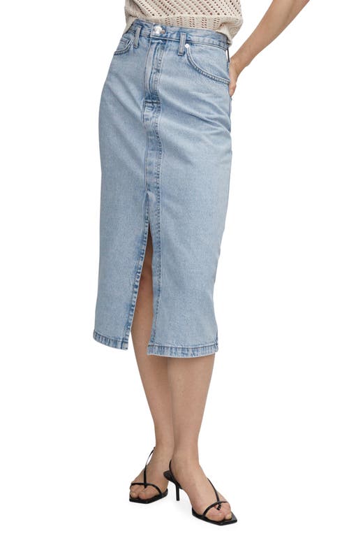 MANGO Denim Midi Skirt Light Blue at Nordstrom,