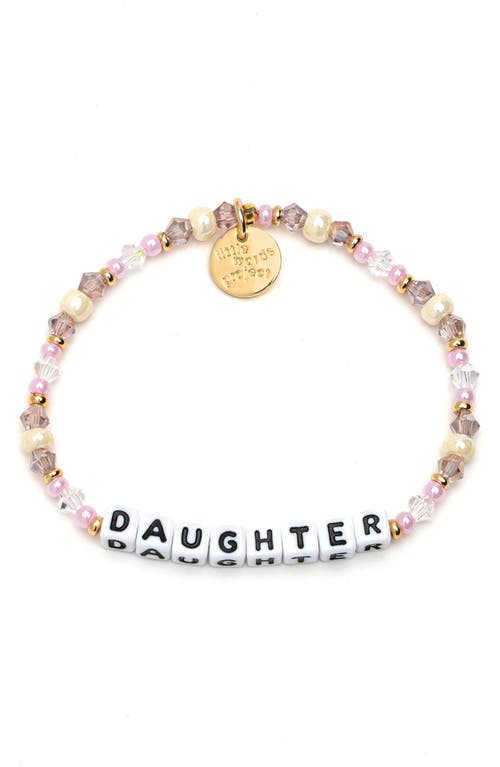Little Words Project Daughter Beaded Stretch Bracelet in Pink Pearl