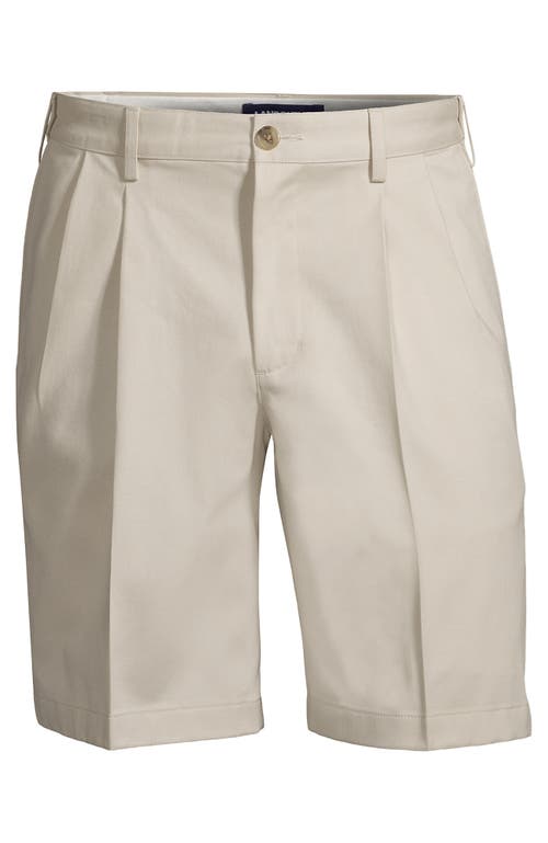 Shop Lands' End Comfort Waist Pleated 9" No Iron Chino Shorts In Light Stone